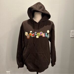Coachella 2023 Brown Pullover Hoodie Colorful Logo Festival Unisex Size Small